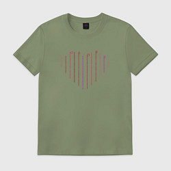 Футболка хлопковая мужская Любовь на сердце, цвет: авокадо