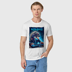 Футболка хлопковая мужская Дикобраз командный игрок - неоновое свечение, цвет: белый — фото 2