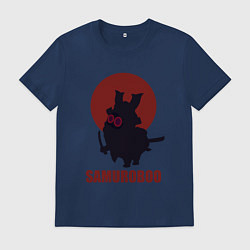 Футболка хлопковая мужская Банбу самурай, цвет: тёмно-синий