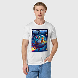 Футболка хлопковая мужская Tom and Jerry - space adventure, цвет: белый — фото 2