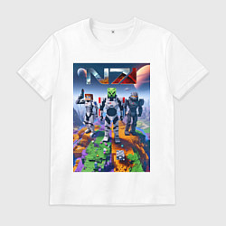 Мужская футболка Mass effect and Minecraft - ai art collaboration