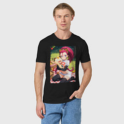 Футболка хлопковая мужская Джесси и Мяут на пикнике, цвет: черный — фото 2