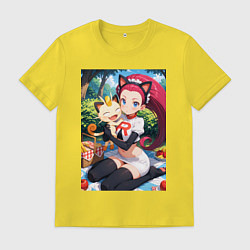 Футболка хлопковая мужская Джесси и Мяут на пикнике, цвет: желтый