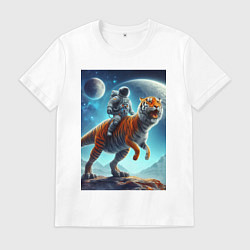 Мужская футболка Космонавт верхом на тигрозавре - затерянная планет