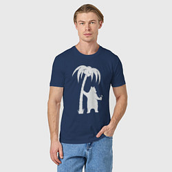 Футболка хлопковая мужская Мишка возле пальмы, цвет: тёмно-синий — фото 2