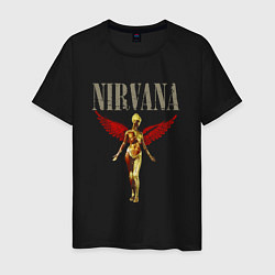 Футболка хлопковая мужская Rock nirvana in utero, цвет: черный