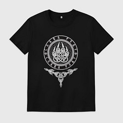 Мужская футболка Оберег волчья лапа и кельтский узел в узоре - слав