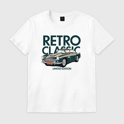 Футболка хлопковая мужская Retro classic car, цвет: белый