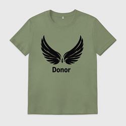 Футболка хлопковая мужская Донор с крыльями, цвет: авокадо