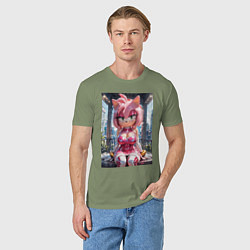 Футболка хлопковая мужская Эми Роуз из Somic строит глазки, цвет: авокадо — фото 2
