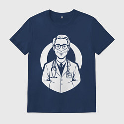 Мужская футболка Врач с улыбкой и стетоскопом