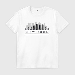 Футболка хлопковая мужская Город Нью-Йорк, цвет: белый