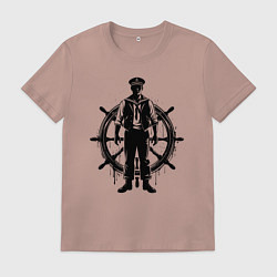 Мужская футболка Капитан и штурвал граффити