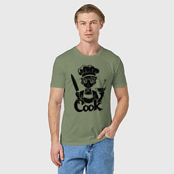 Футболка хлопковая мужская Повар аниме, цвет: авокадо — фото 2
