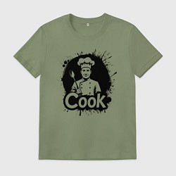 Мужская футболка Шеф-повар с ложкой черной краской