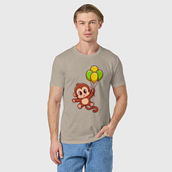 Футболка хлопковая мужская Обезьянка с шариками, цвет: миндальный — фото 2