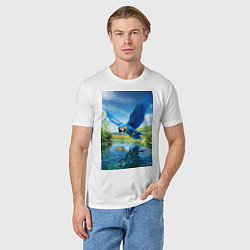 Футболка хлопковая мужская Попугай ловит рыбу, цвет: белый — фото 2