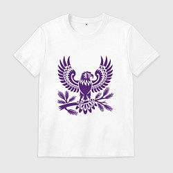 Футболка хлопковая мужская Орёл расправил крылья, цвет: белый