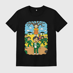 Мужская футболка Игра в кальмара мультяшный стиль
