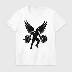 Мужская футболка Крылатый силач со штангой