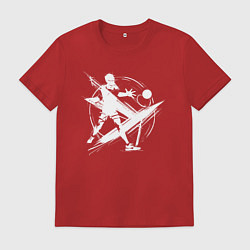 Футболка хлопковая мужская Динамичная игра в настольный теннис, цвет: красный