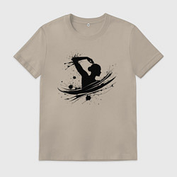 Футболка хлопковая мужская Плывущая девушка, цвет: миндальный