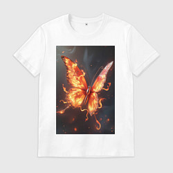 Футболка хлопковая мужская Огненная бабочка, цвет: белый