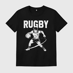 Мужская футболка Регби мощный прыжок с мячом