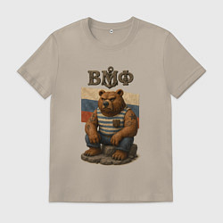Мужская футболка ВМФ медведь с русским флагом