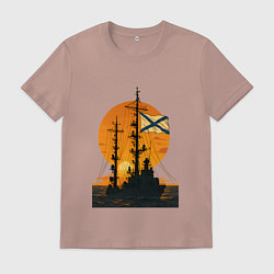 Мужская футболка Кораль на фоне заката ВМФ