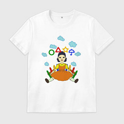 Футболка хлопковая мужская Girl squid game, цвет: белый