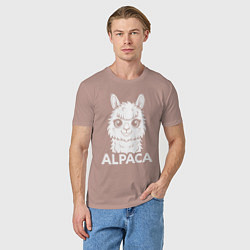 Футболка хлопковая мужская Альпака с большими глазами, цвет: пыльно-розовый — фото 2