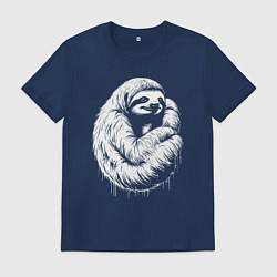 Мужская футболка Ленивец белой краской