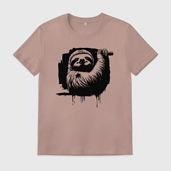 Мужская футболка Ленивец в черном штрихе