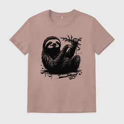 Мужская футболка Ленивец с веткой