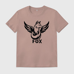 Футболка хлопковая мужская Крылатая лиса, цвет: пыльно-розовый