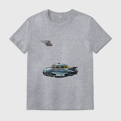 Футболка хлопковая мужская Летающее такси ретрофутуризм стримлайн, цвет: меланж
