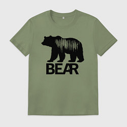 Футболка хлопковая мужская Черный медведь с полосами, цвет: авокадо