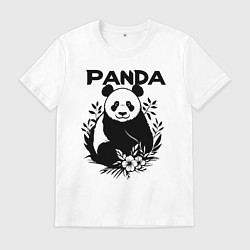 Мужская футболка Панда с цветами