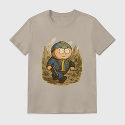 Футболка хлопковая мужская Эрик Картман в пустоши Fallout, цвет: миндальный