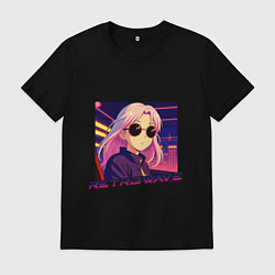 Мужская футболка Ретровейв аниме девушка
