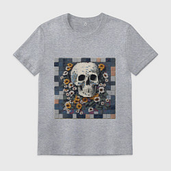 Мужская футболка Череп в цветах мозаика