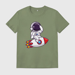 Футболка хлопковая мужская Rocket man, цвет: авокадо