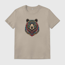 Мужская футболка Портрет медведя этника