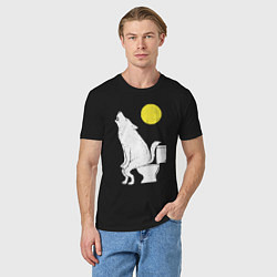 Футболка хлопковая мужская Срущий волк, цвет: черный — фото 2