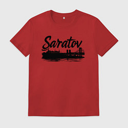 Футболка хлопковая мужская Саратов горд с мостом, цвет: красный