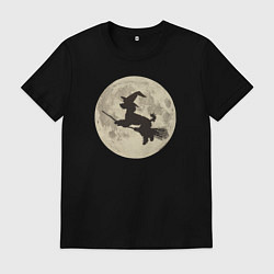 Мужская футболка Пудель на метле и луна
