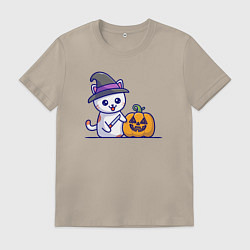 Мужская футболка Cat pumpkin