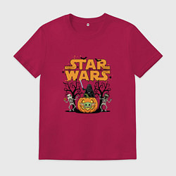 Футболка хлопковая мужская Звездные Войны - Вейдер на тыкве, цвет: маджента