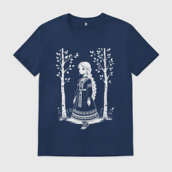 Мужская футболка Девочка в этническом наряде в лесу